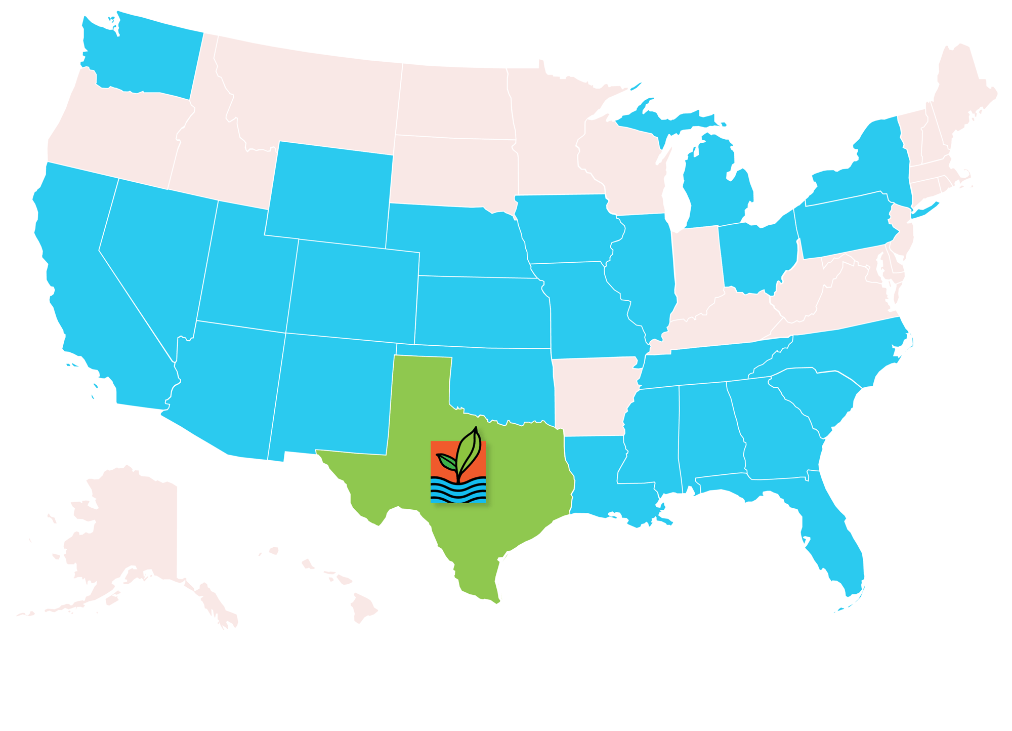 TX State highlight Map-1